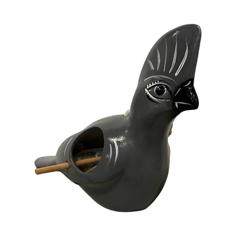 Grey Loerie Ceramic Bird Feeder