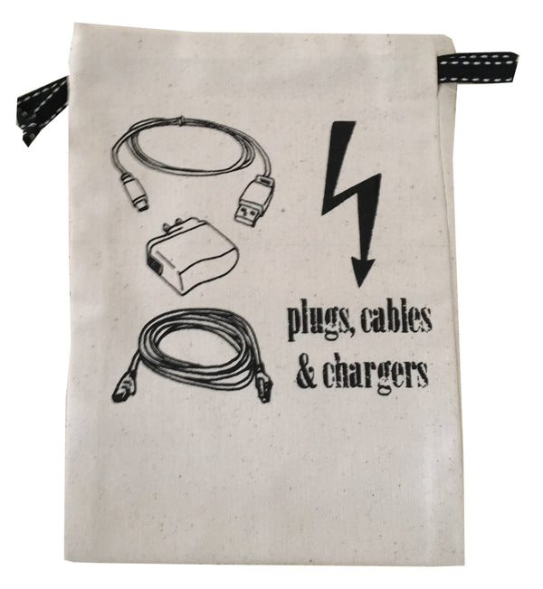 Travel bag plugs and cable